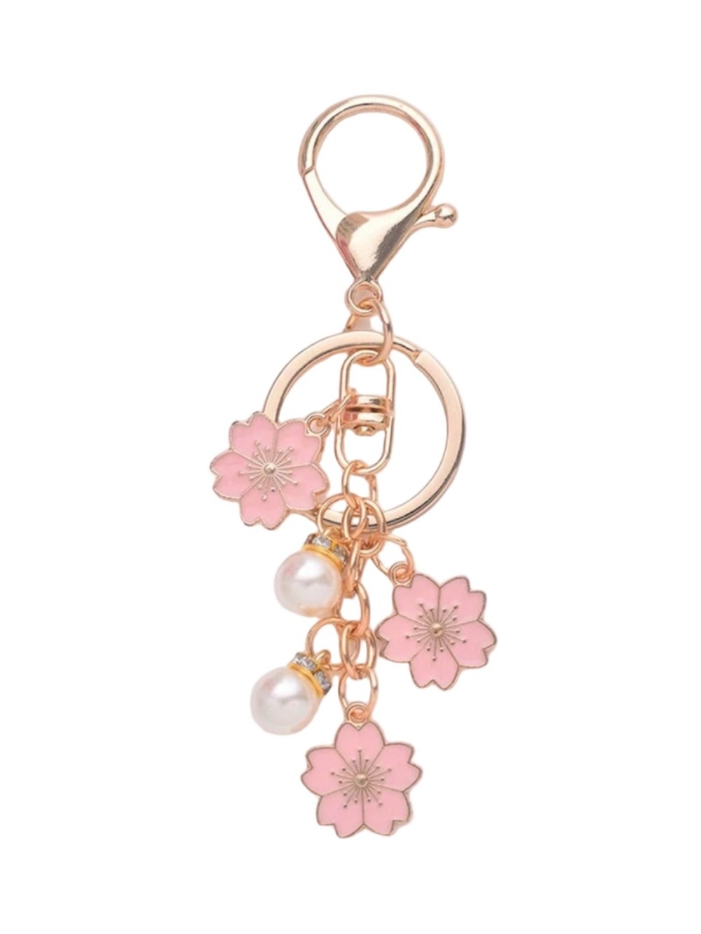 NEW Cherry Blossom Keychain Pink Gold